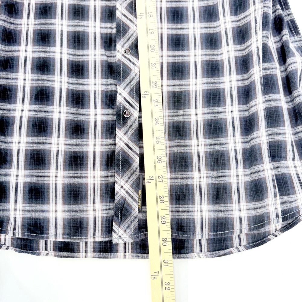 Ring of Fire Shirt Mens Large Black Plaid New Embroidered Wings Snap Button L - Picture 11 of 11